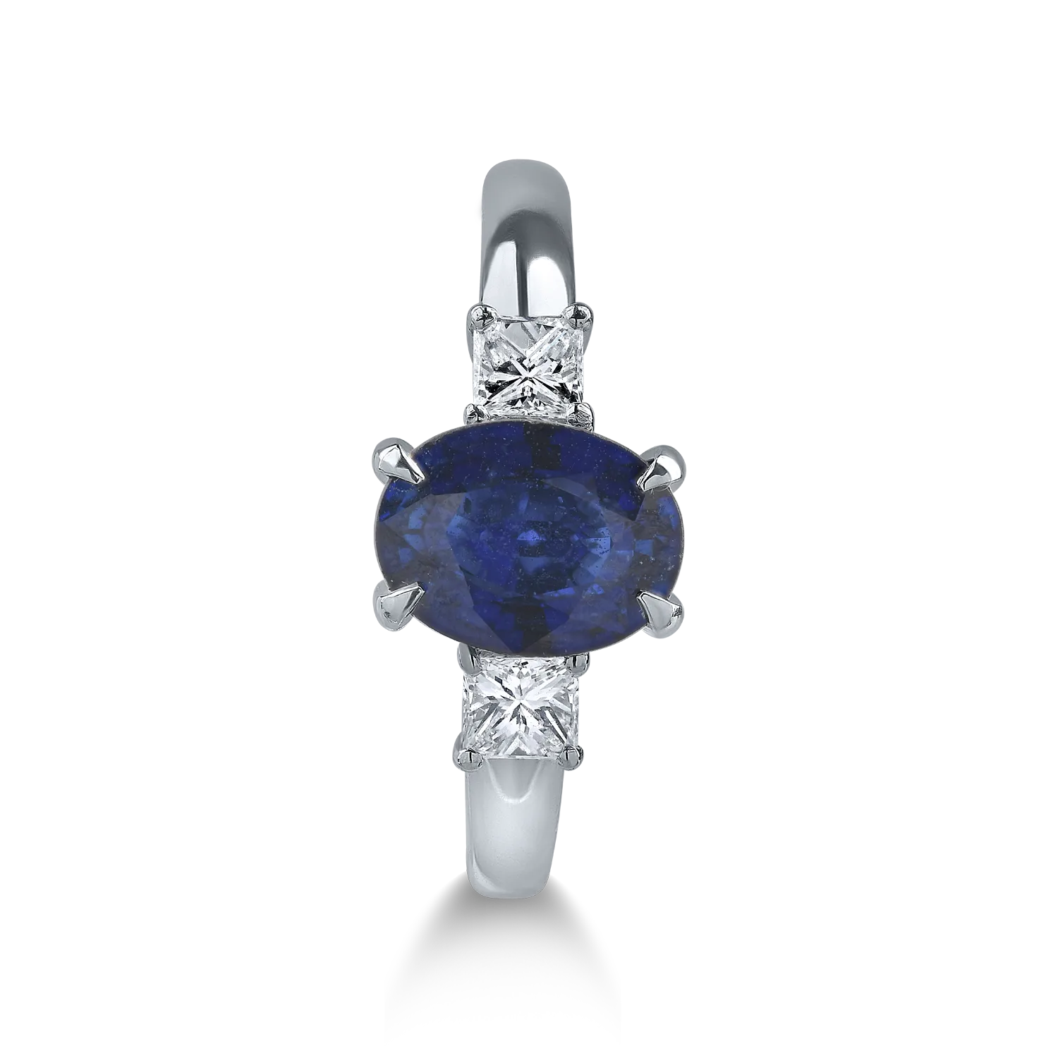 White gold ring with 0.99ct sapphire and 0.35ct diamonds