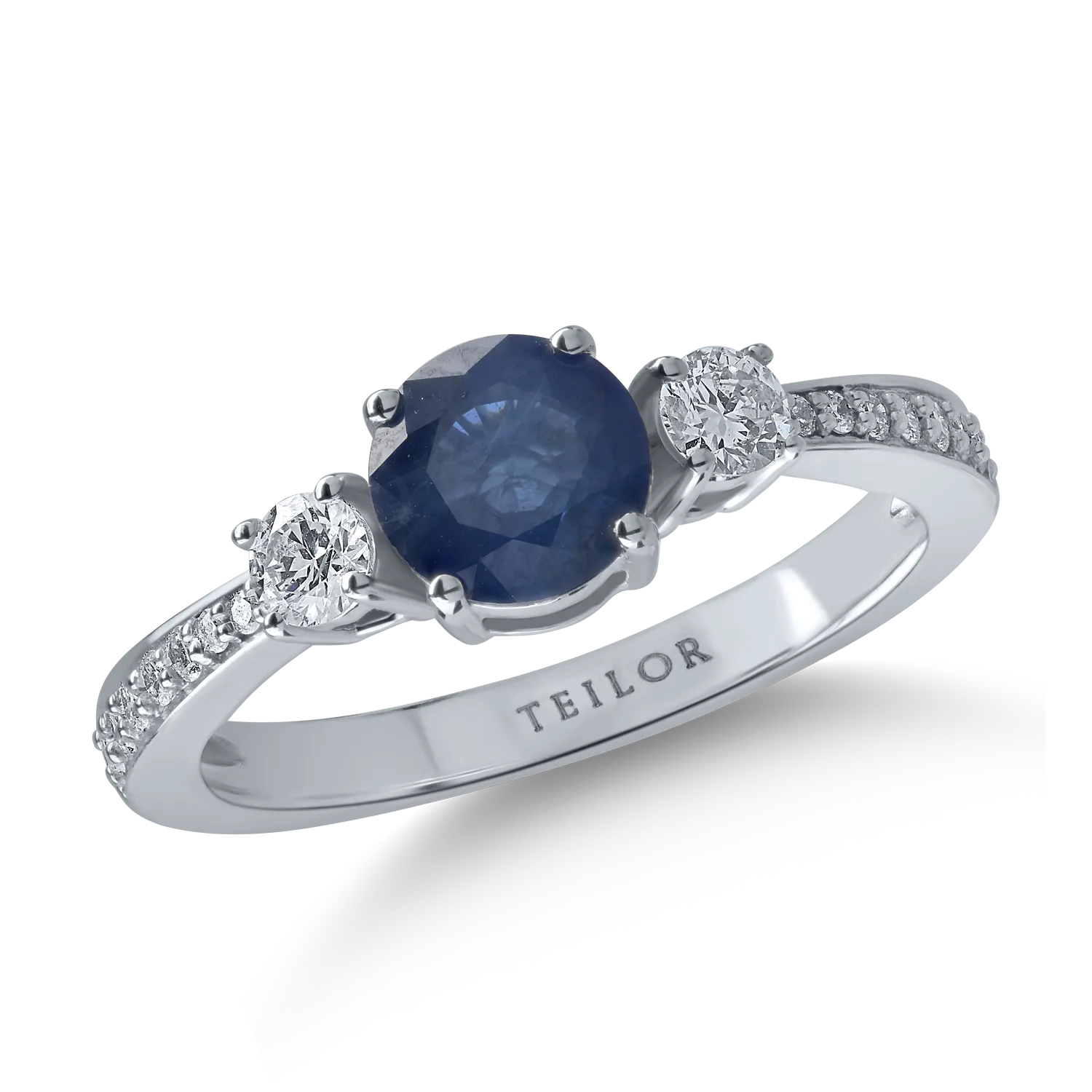 White gold ring with 1.09ct sapphire and 0.34ct diamonds