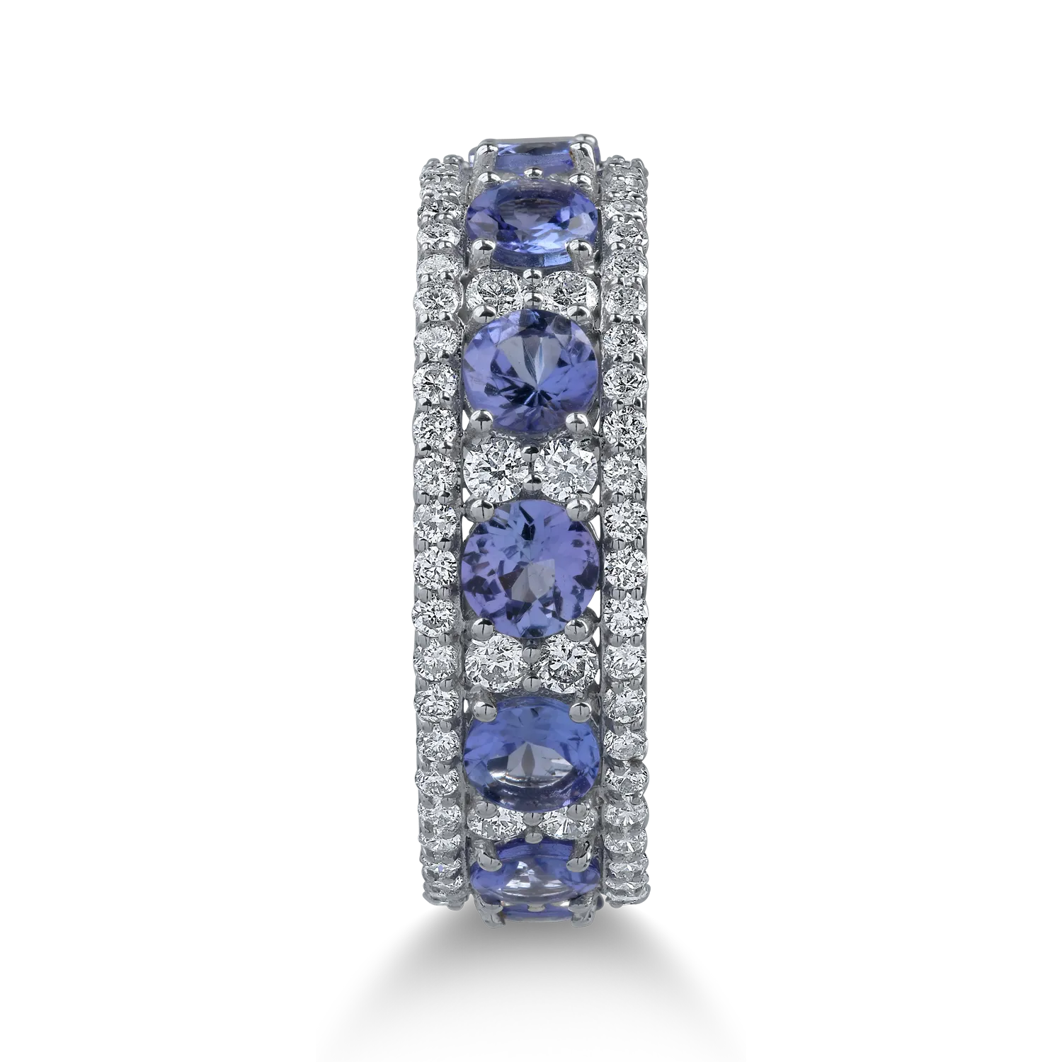 Inel din aur alb cu tanzanite de 1.74ct si diamante de 0.77ct