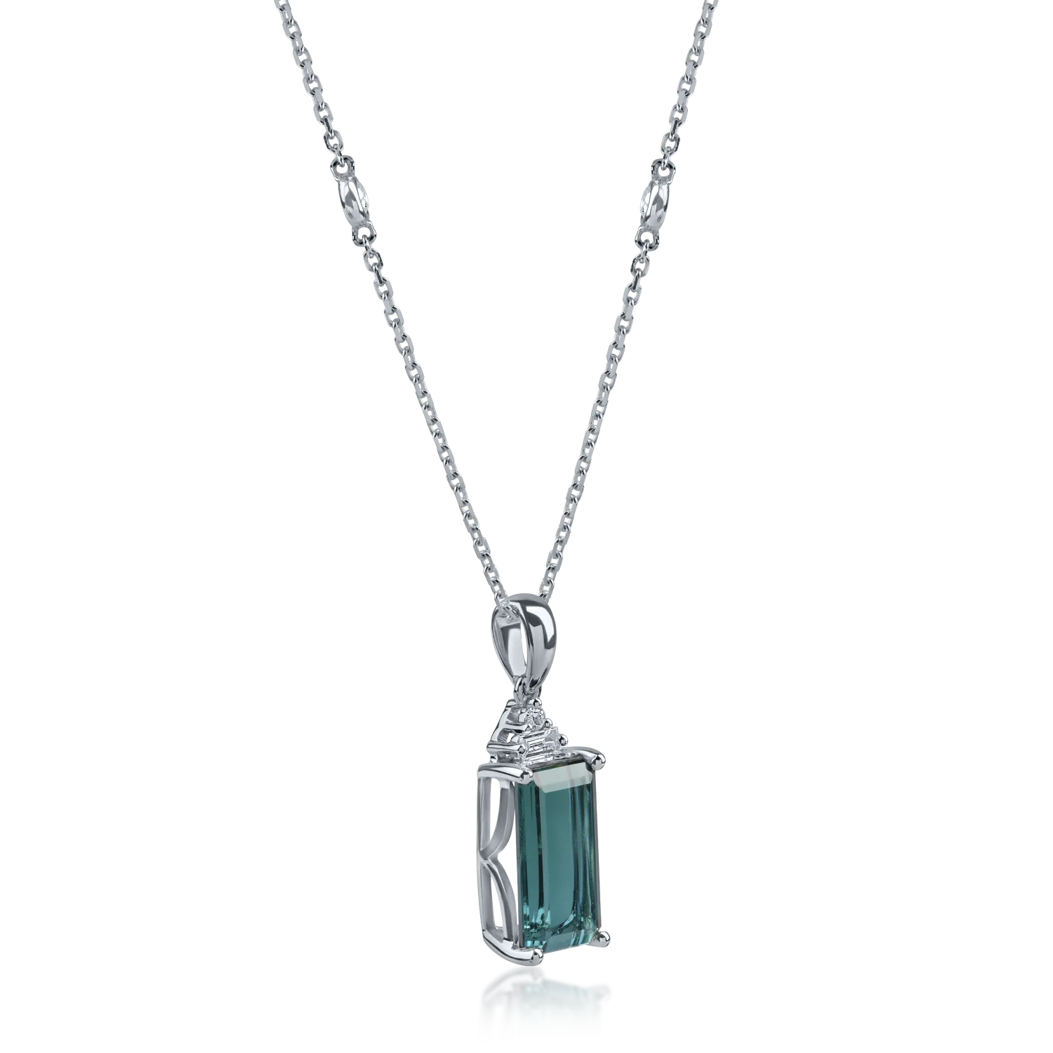 Lant cu pandantiv din aur alb cu turmalina de 2.58ct si diamante de 0.11ct