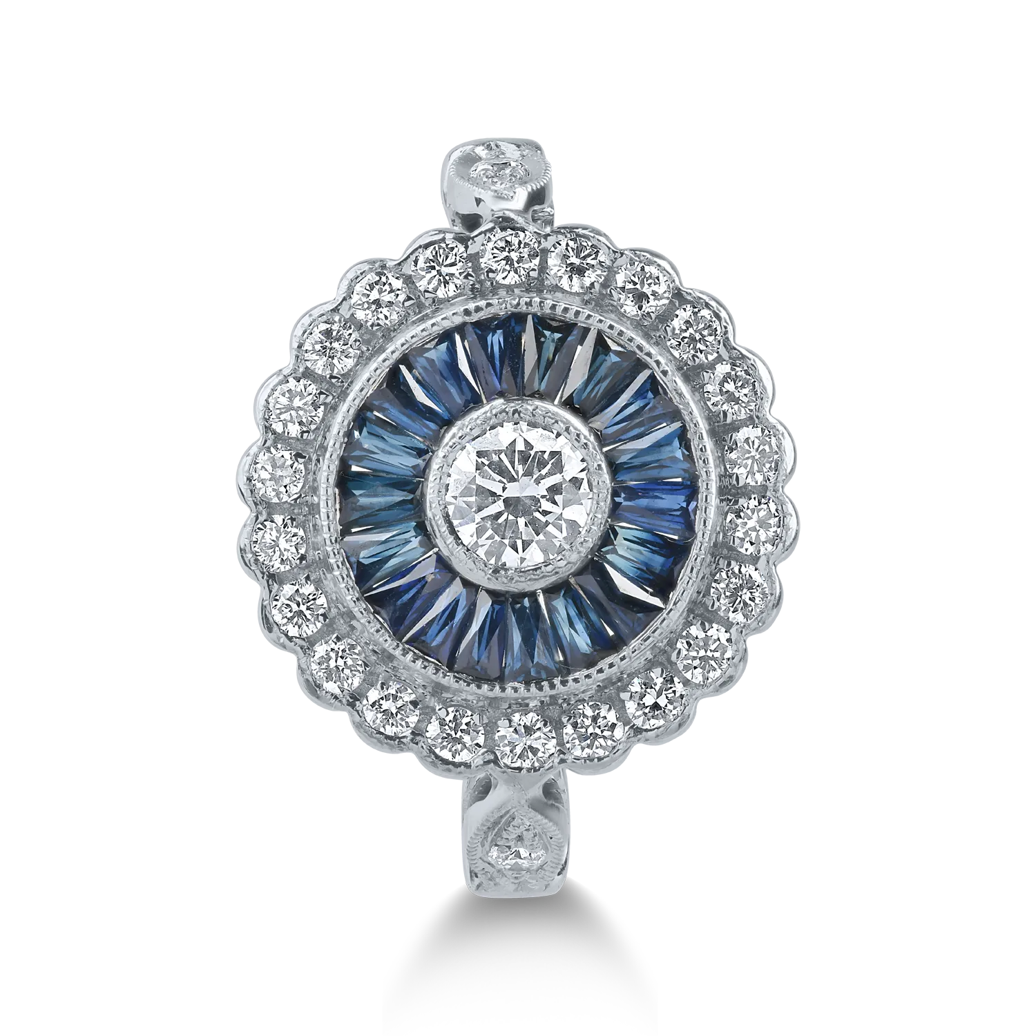 White gold ring with 0.77ct sapphires and 0.59ct diamonds