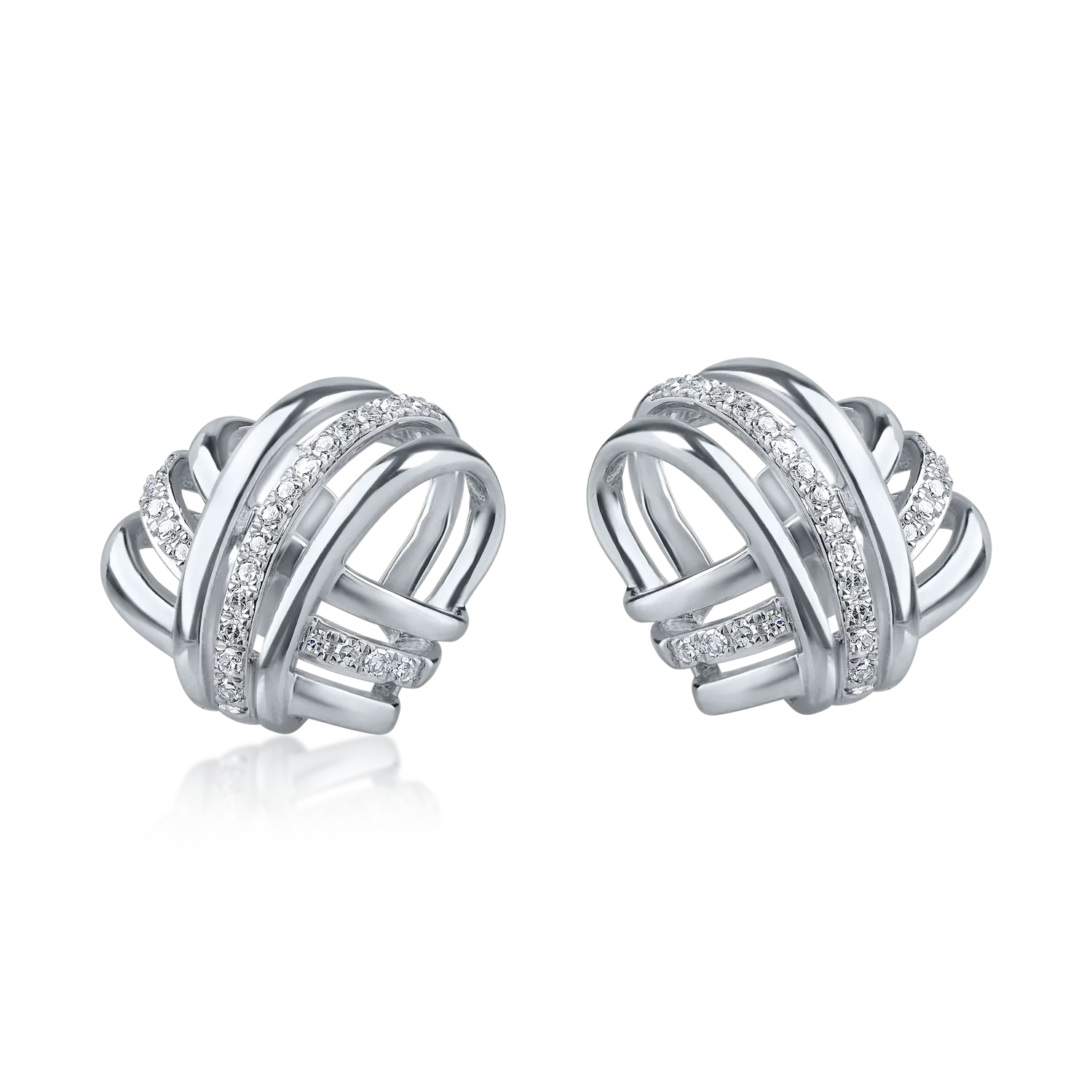 Cercei stud din aur alb cu diamante de 0.127ct-168099