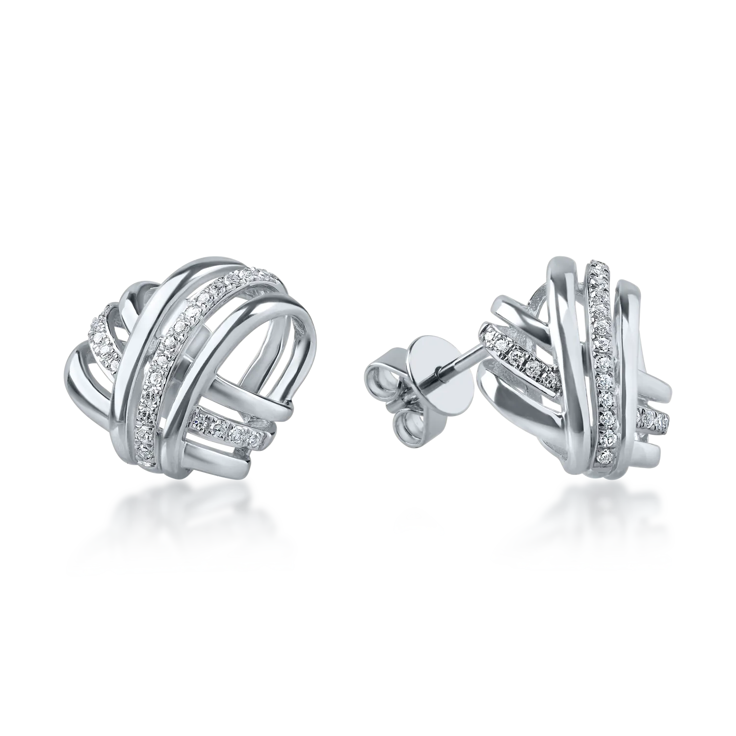 Cercei stud din aur alb cu diamante de 0.127ct