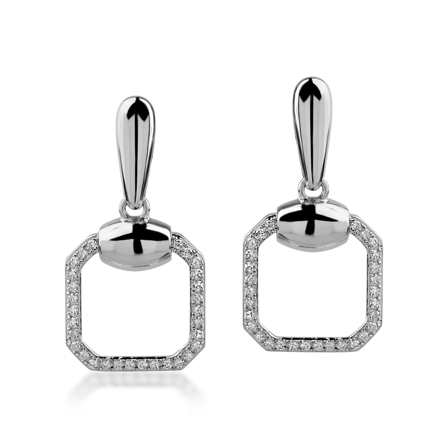 White gold geometric earrings with 0.165ct diamonds