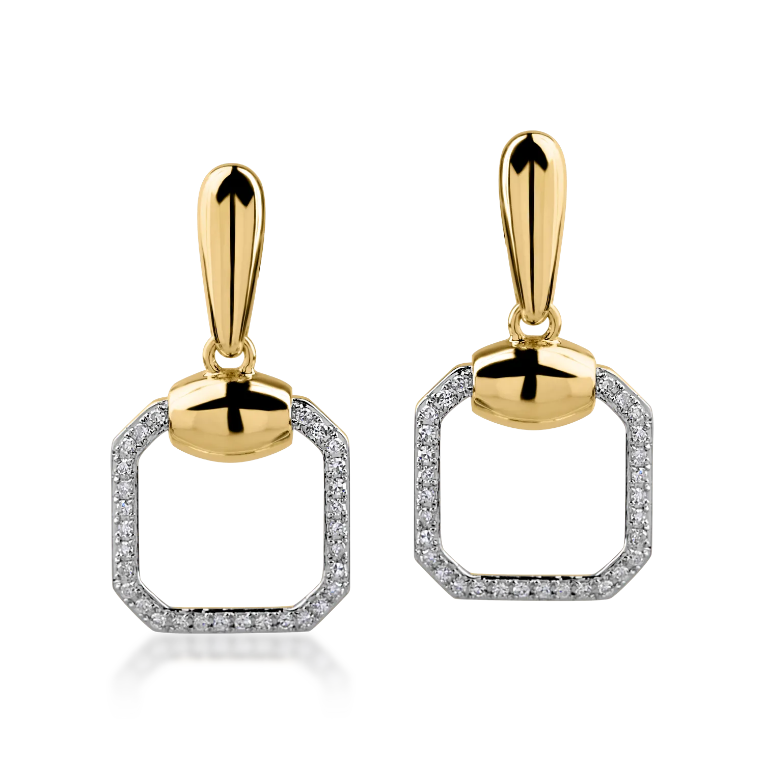 Cercei geometrici din aur galben cu diamante de 0.165ct