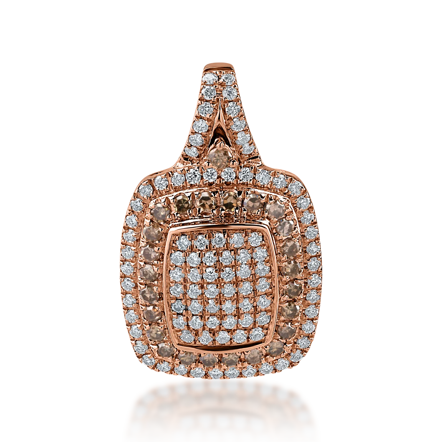 Pandantiv din aur roz cu diamante ciocolatii de 0.297ct si diamante transparente de 0.35ct