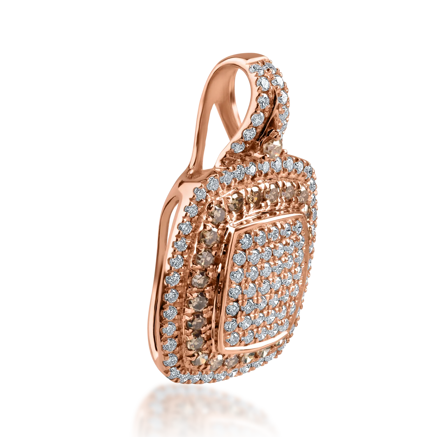Pandantiv din aur roz cu diamante ciocolatii de 0.297ct si diamante transparente de 0.35ct