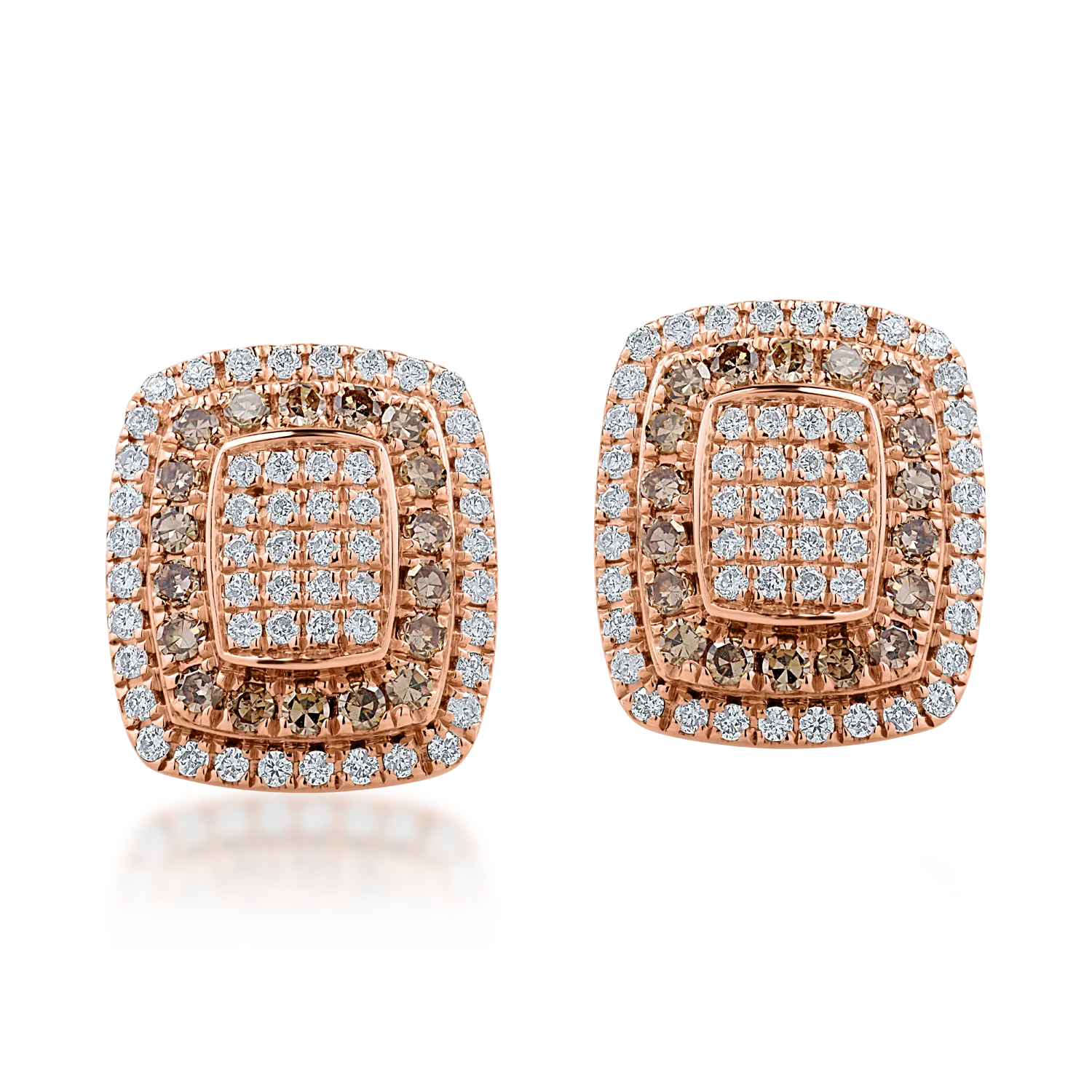 Rose gold earrings with 0.33ct chocolate diamonds and 0.35ct clear diamonds-165945
