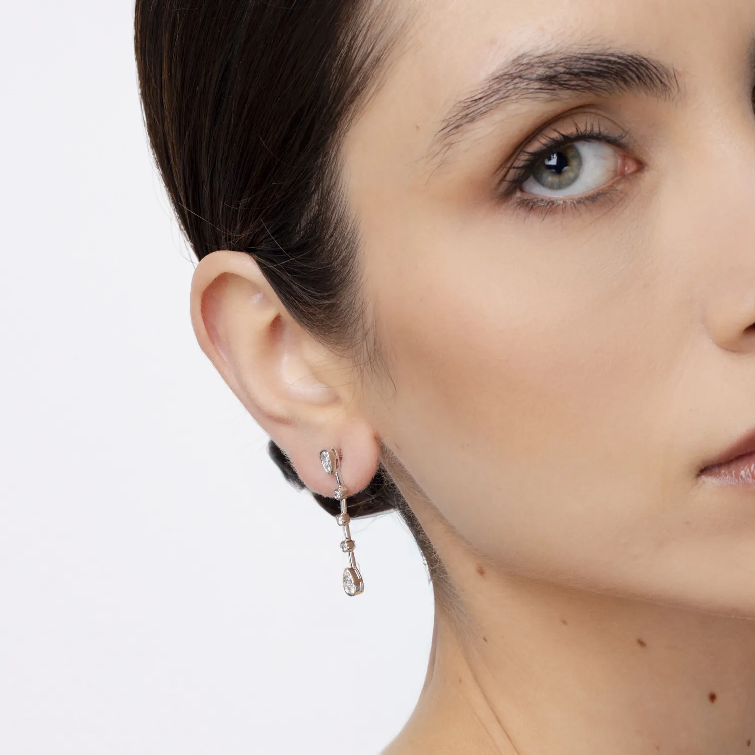 Fehér arany fülbevaló 0.75ct gyémántokkal