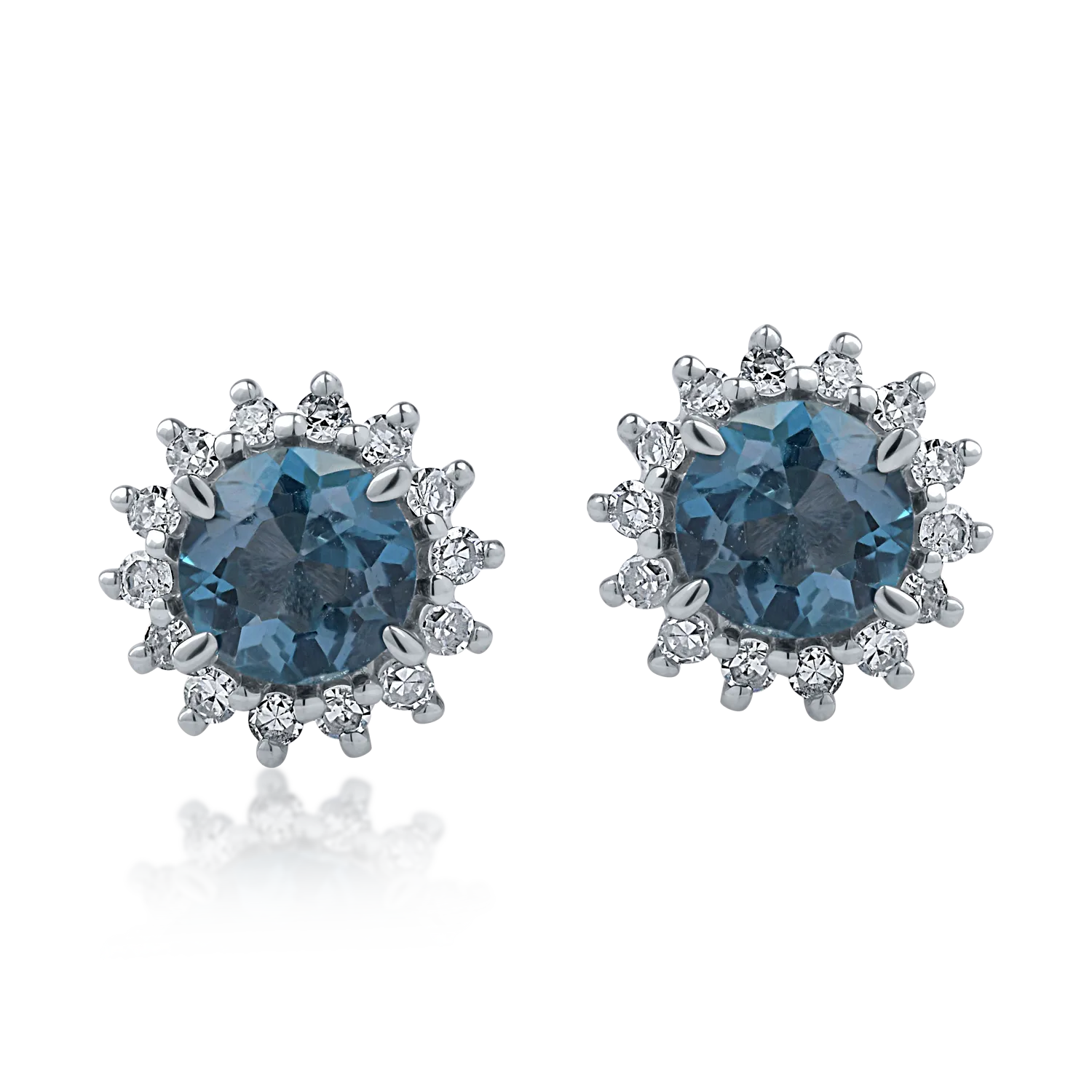 Cercei din aur alb cu topaze london blue de 0.645ct si diamante de 0.103ct - 1 | YEO
