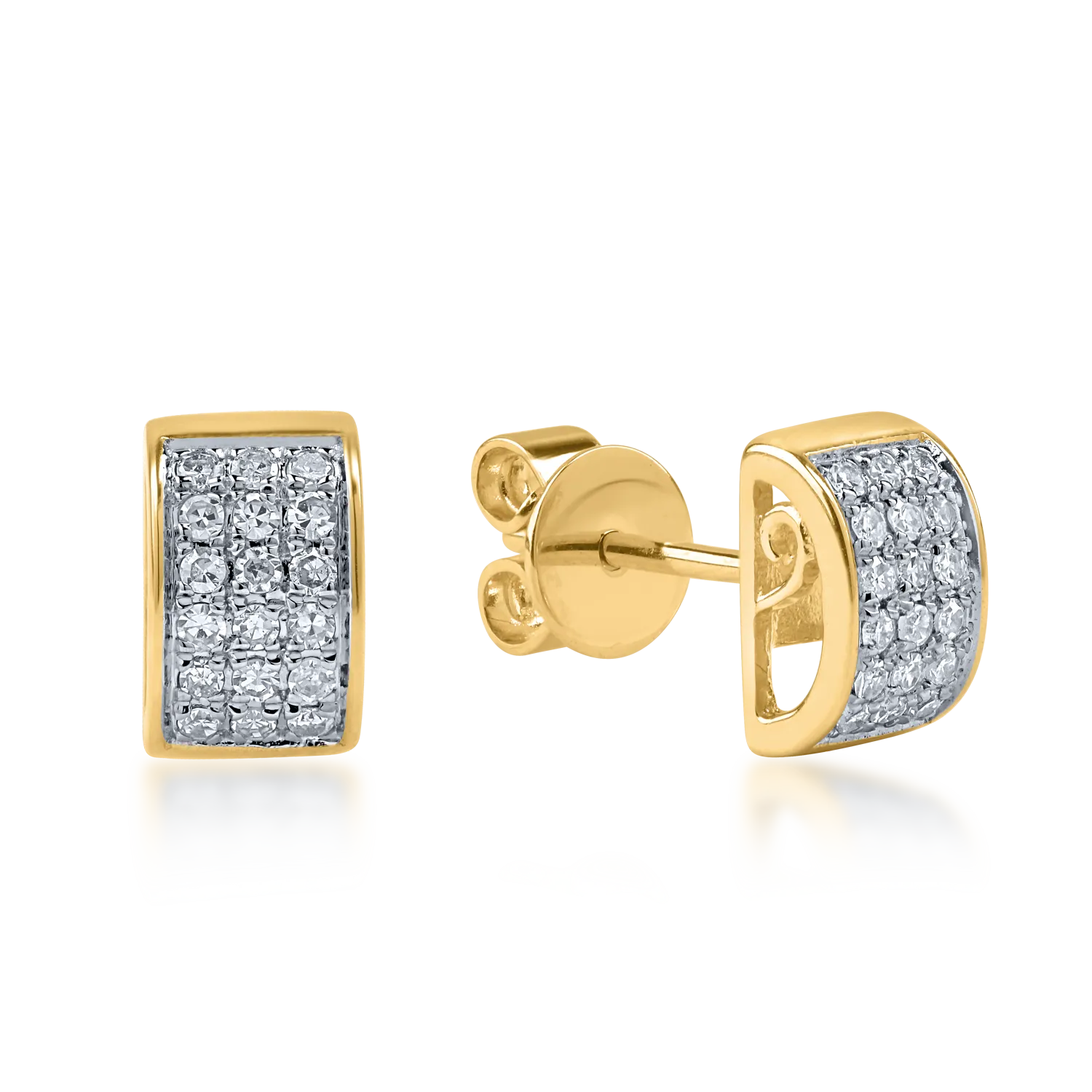 Cercei stud din aur galben cu diamante de 0.137ct