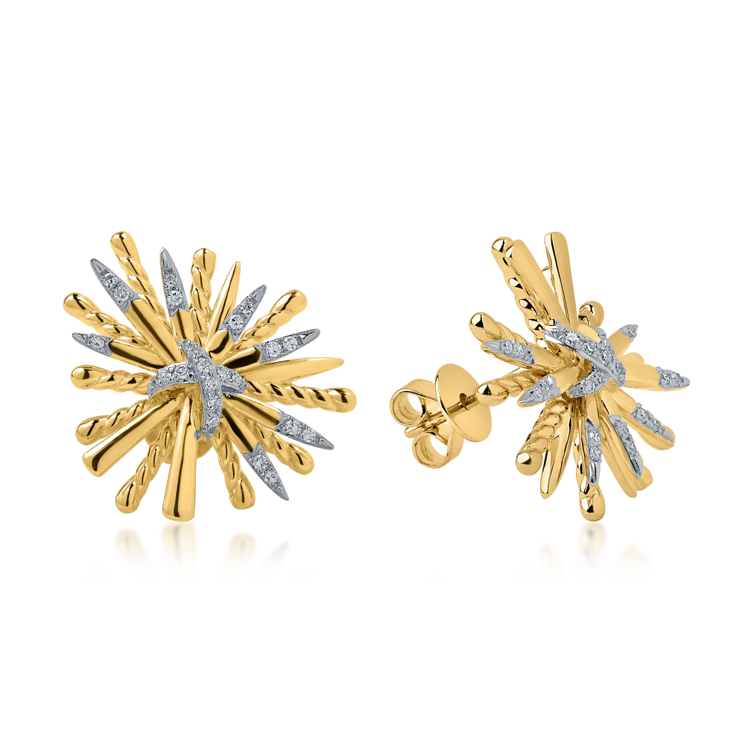 Cercei din aur galben cu diamante de 0.109ct