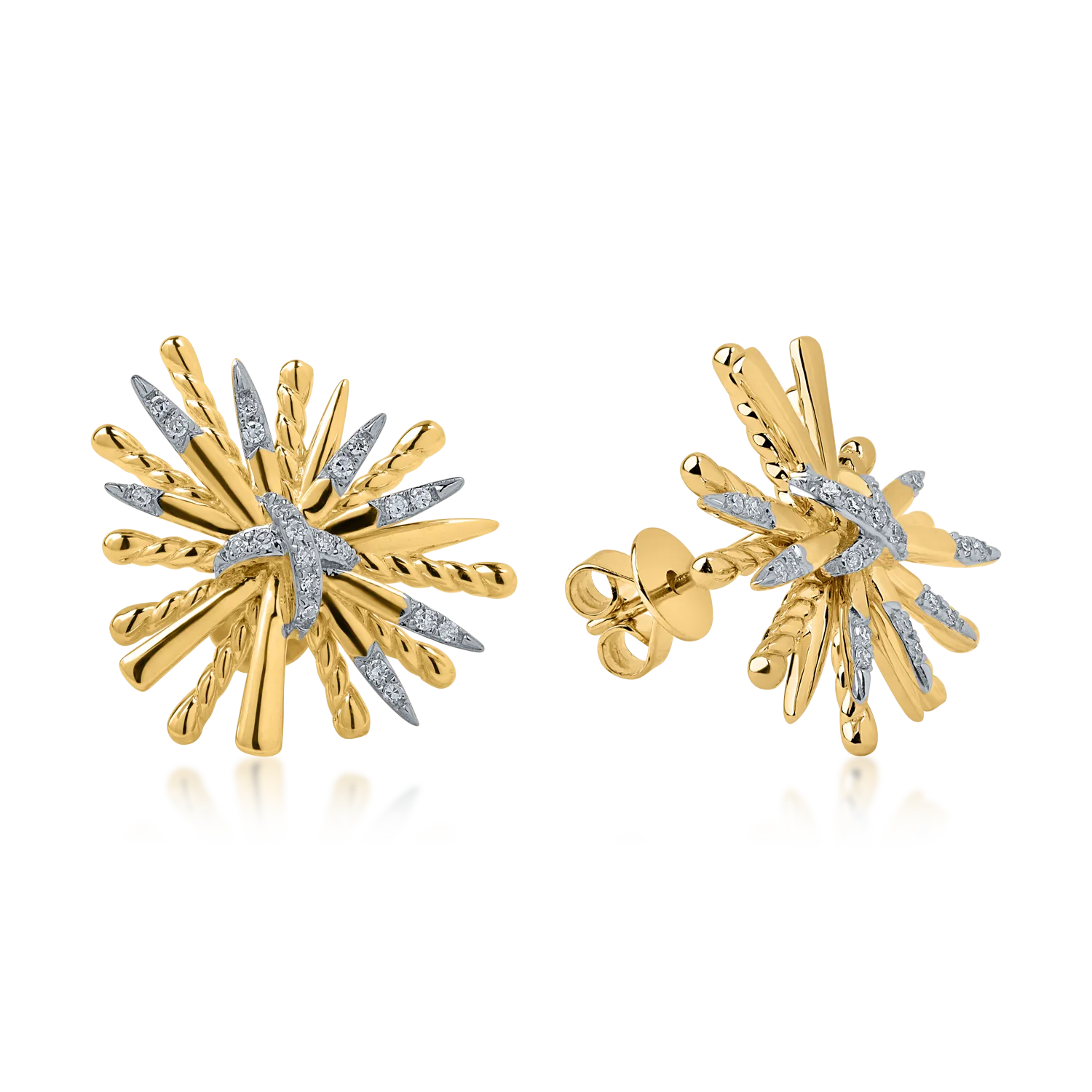 Yellow gold earrings with 0.109ct diamonds