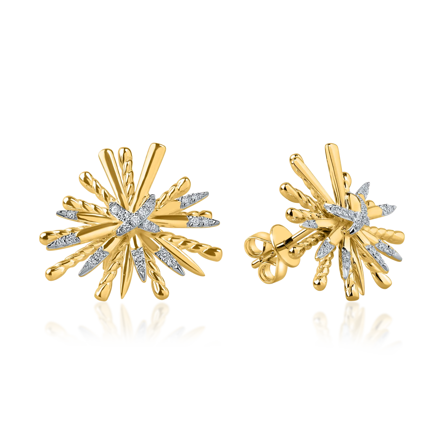 Обеци от жълто злато с 0.109ct диаманти
