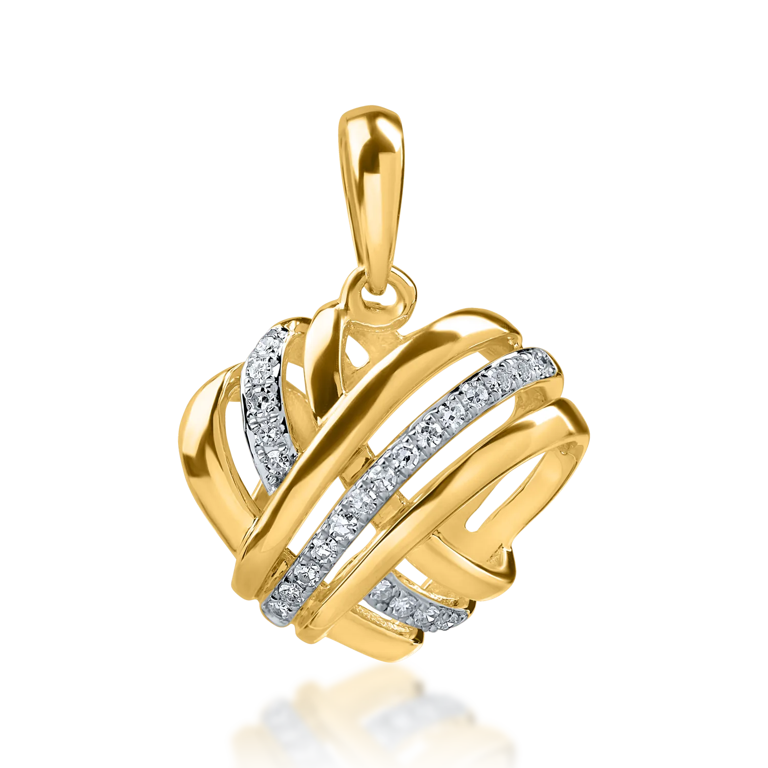 Pandantiv inima din aur alb-galben cu diamante de 0.06ct-176191