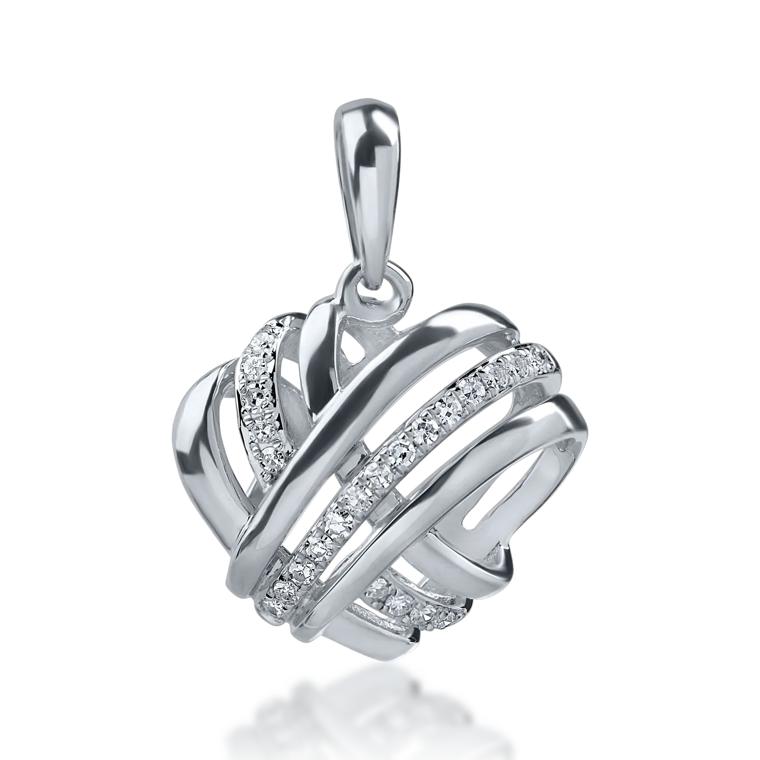 Pandantiv inima din aur alb cu diamante de 0.063ct