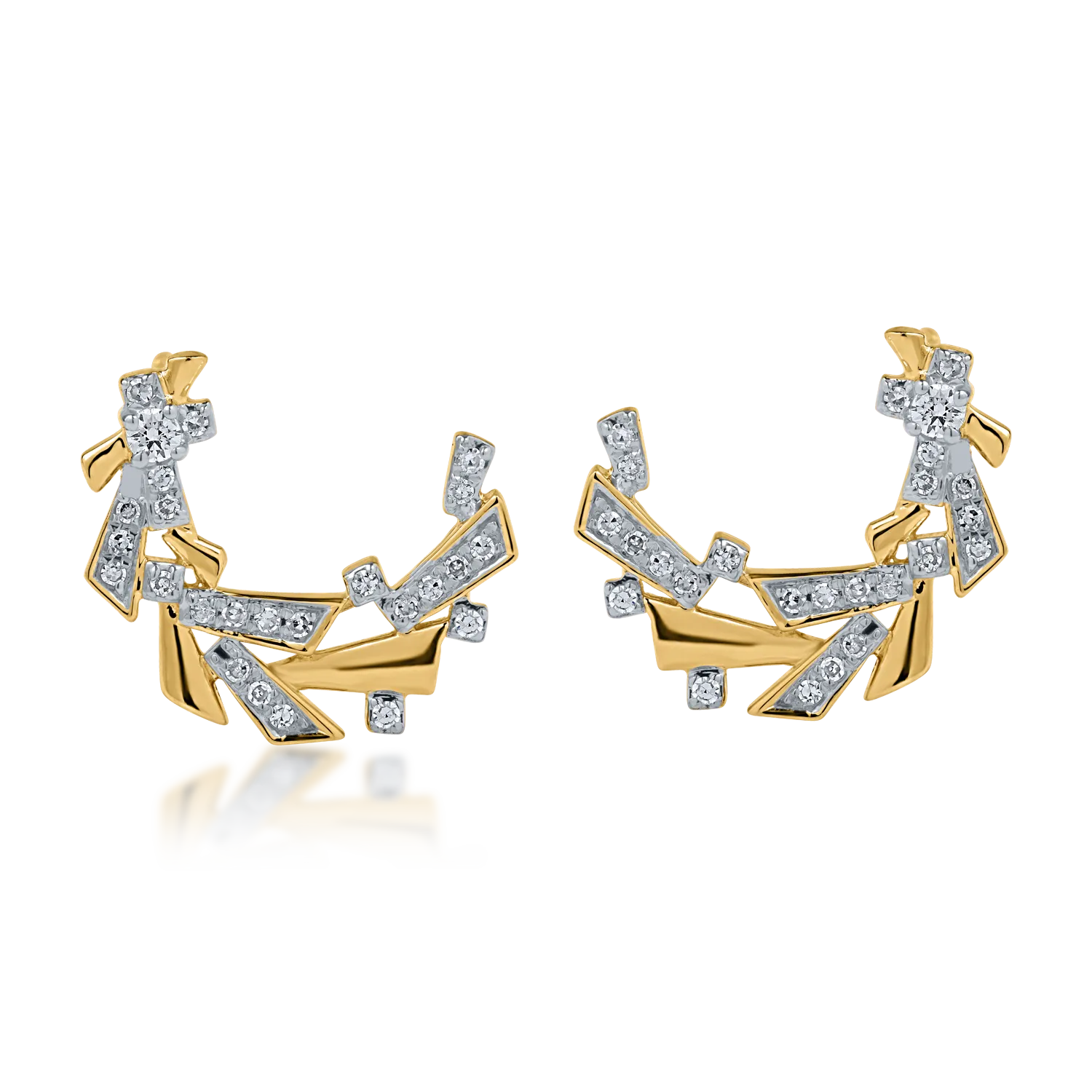 Yellow gold earrings with 0.174ct diamonds-165964