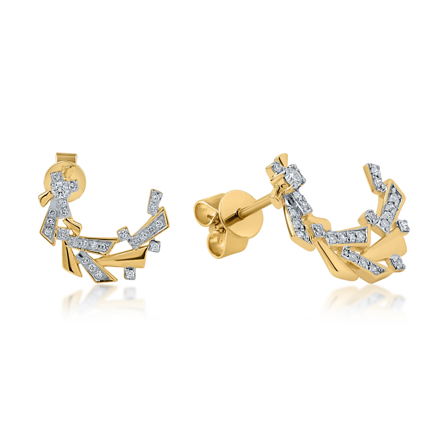 Обеци от жълто злато с 0.174ct диаманти