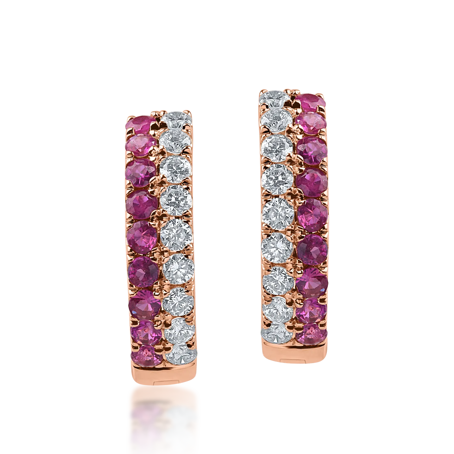 Rose gold earrings with 0.267ct rubies and 0.211ct diamonds