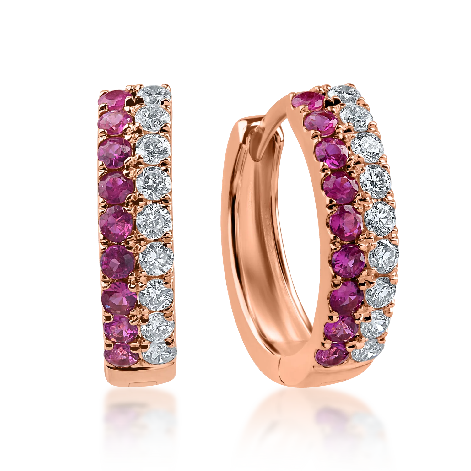 Kolczyki z różowego złota z rubinami o masie 0.267ct i diamentami o masie 0.211ct