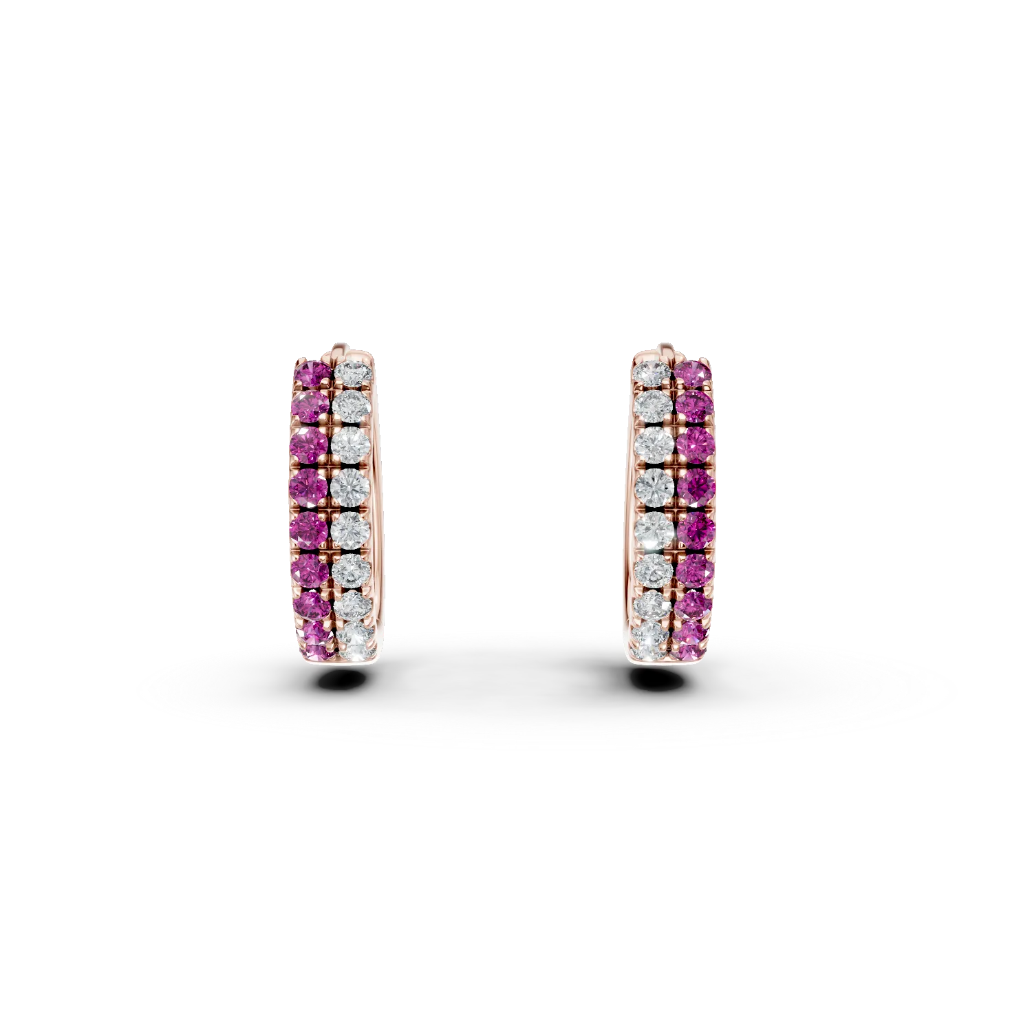 Cercei din aur roz cu rubine de 0.267ct si diamante de 0.211ct-165967