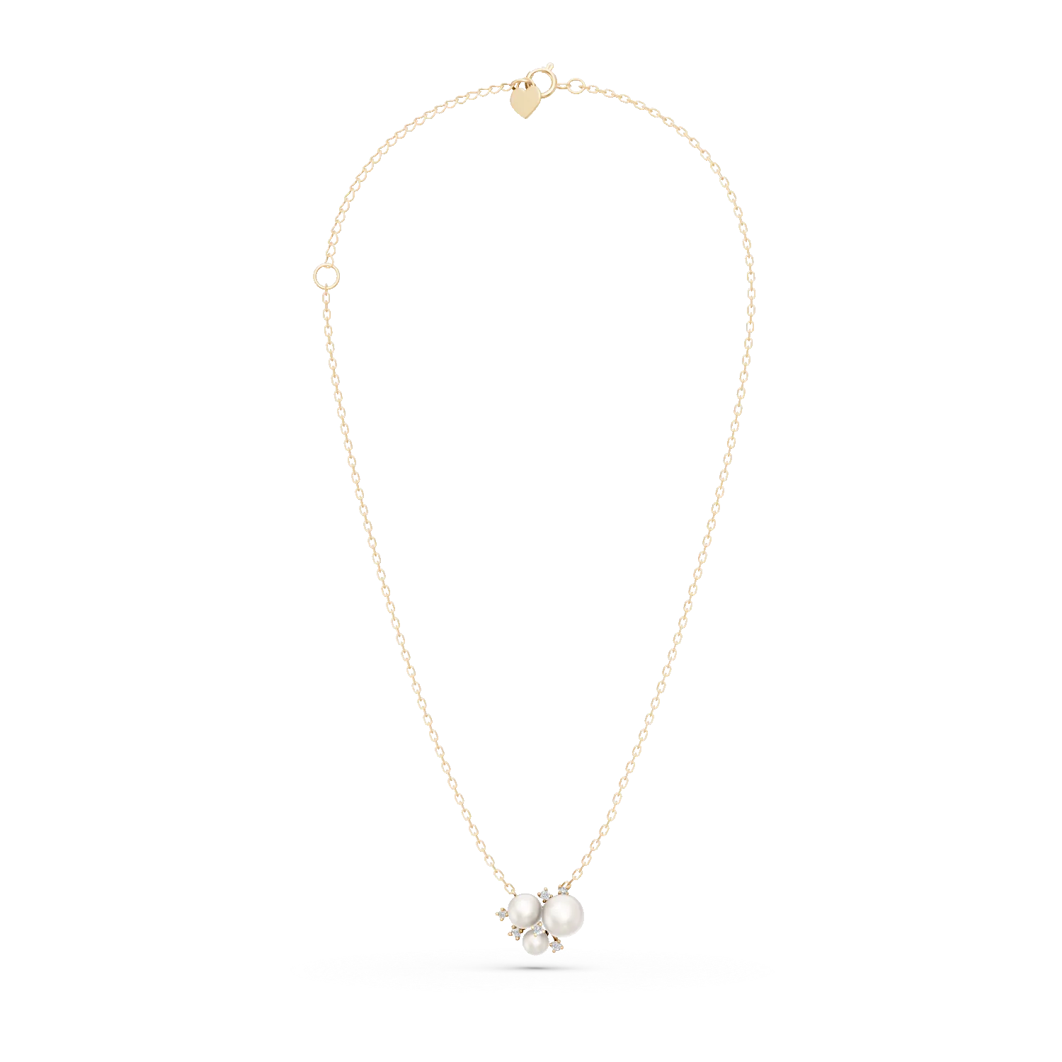 Lant cu pandantiv din aur galben cu perle de cultura de 3.4ct si diamante de 0.08ct