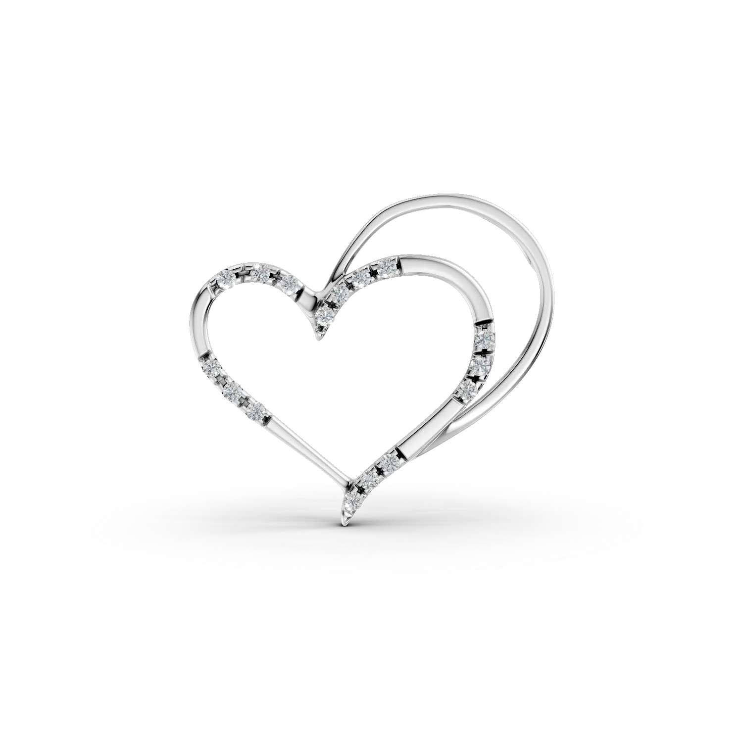 White gold heart pendant with 0.044ct diamonds