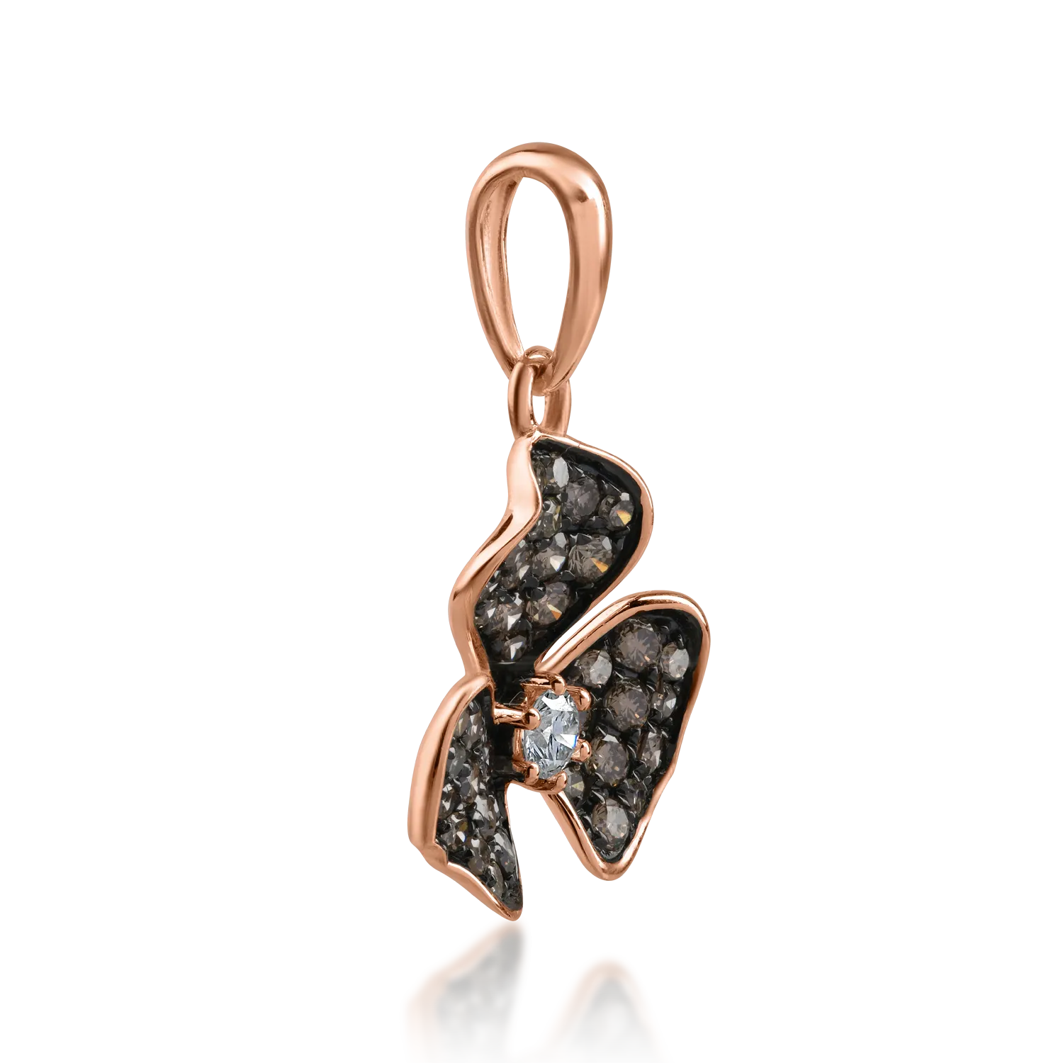 Rose gold flower pendant with 0.062ct diamond and 0.356ct brown diamonds