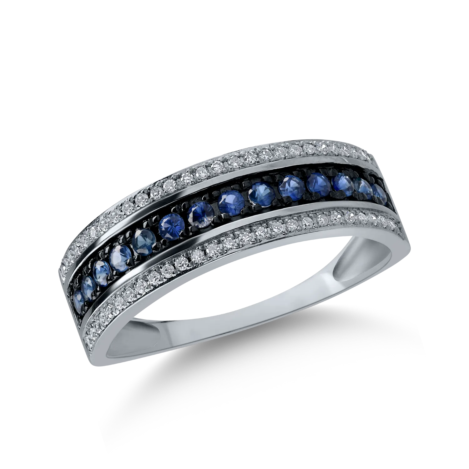 White gold ring with 0.321ct treated sapphires and 0.159ct diamonds