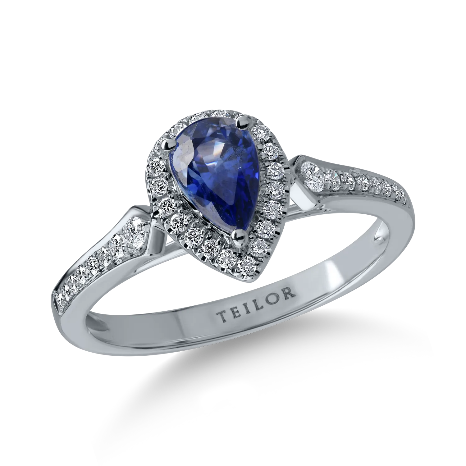 White gold ring with 1.11ct sapphire and 0.22ct diamonds