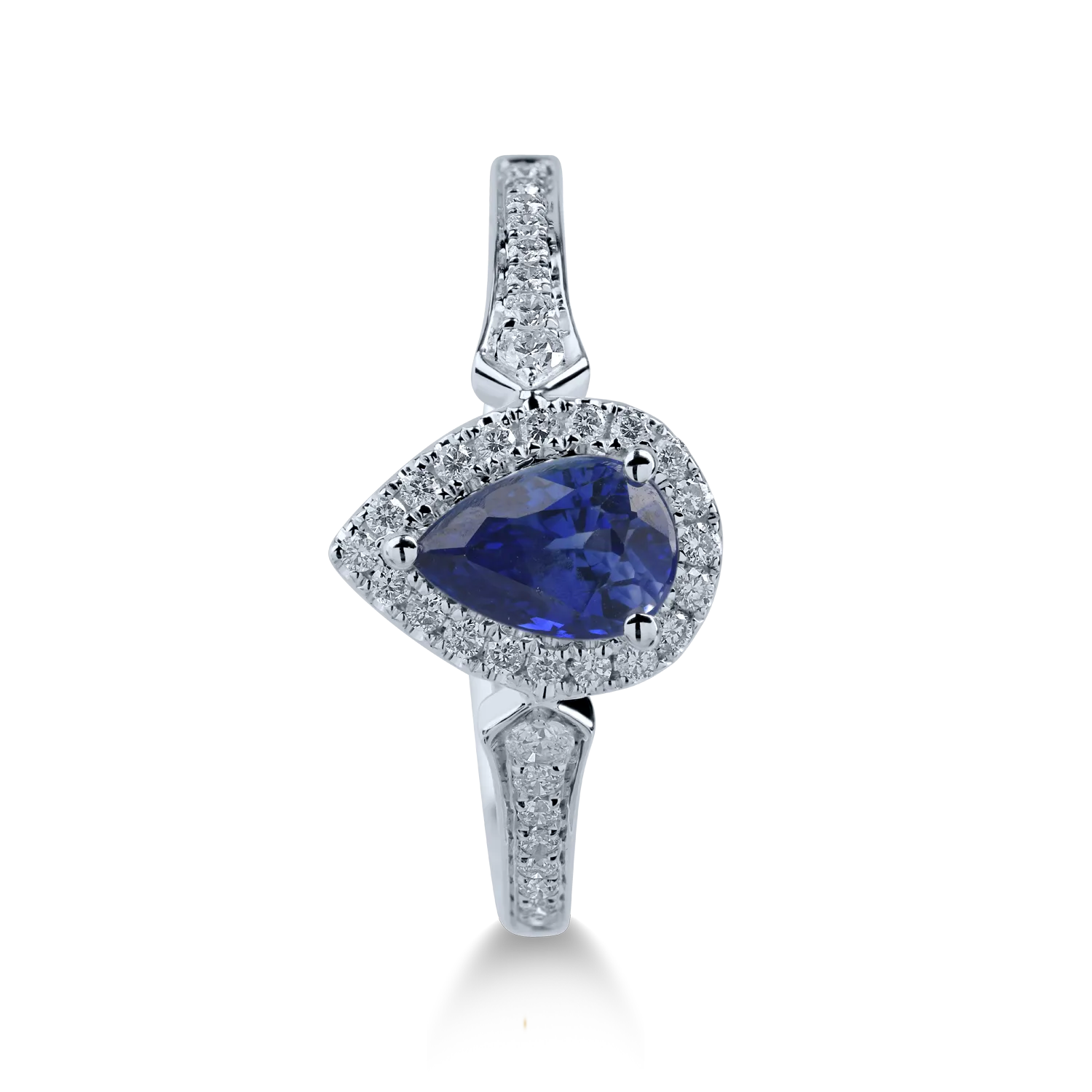 Fehérarany gyűrű 1.11ct zafírral és 0.22ct gyémánttal