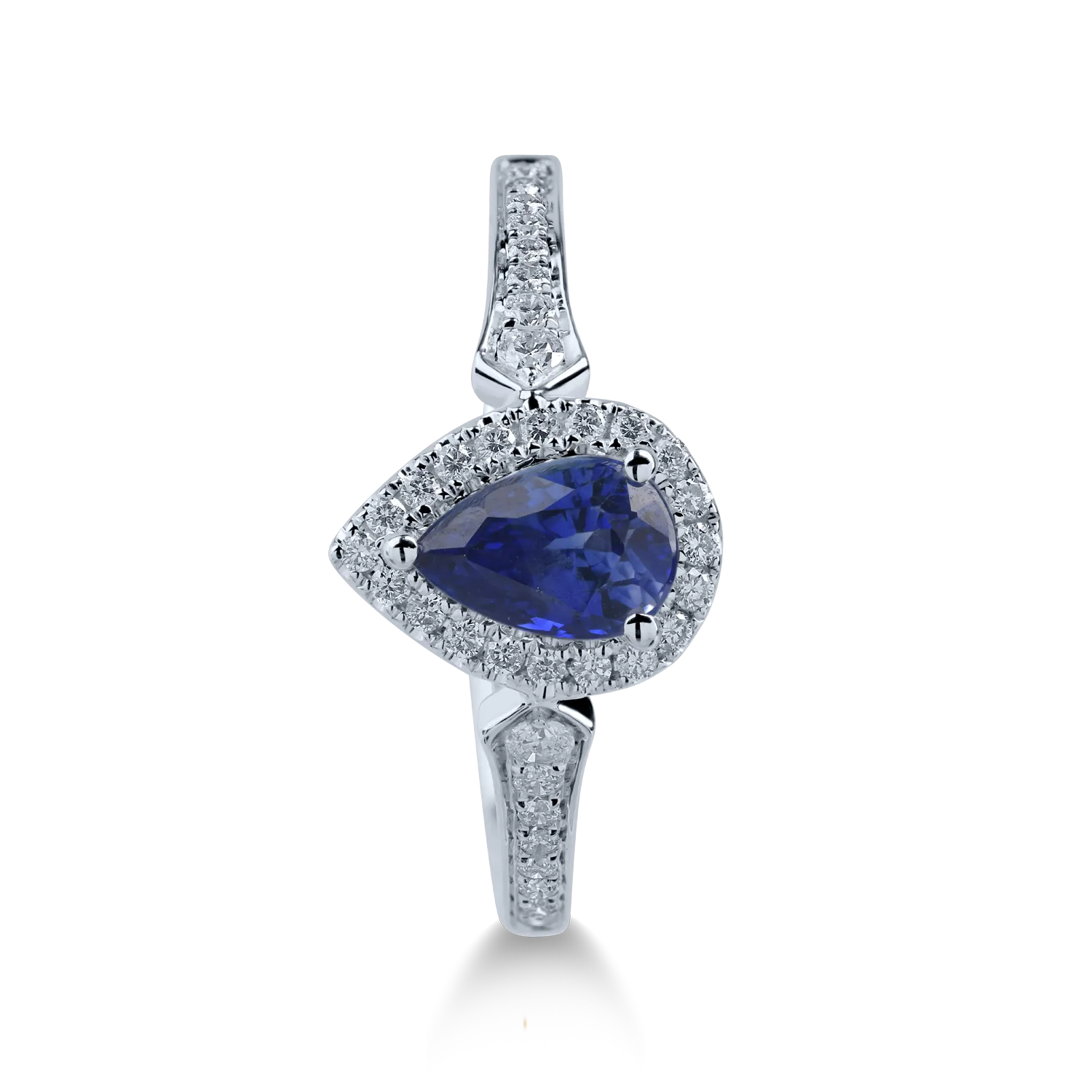 Inel din aur alb cu safir de 1.11ct si diamante de 0.22ct