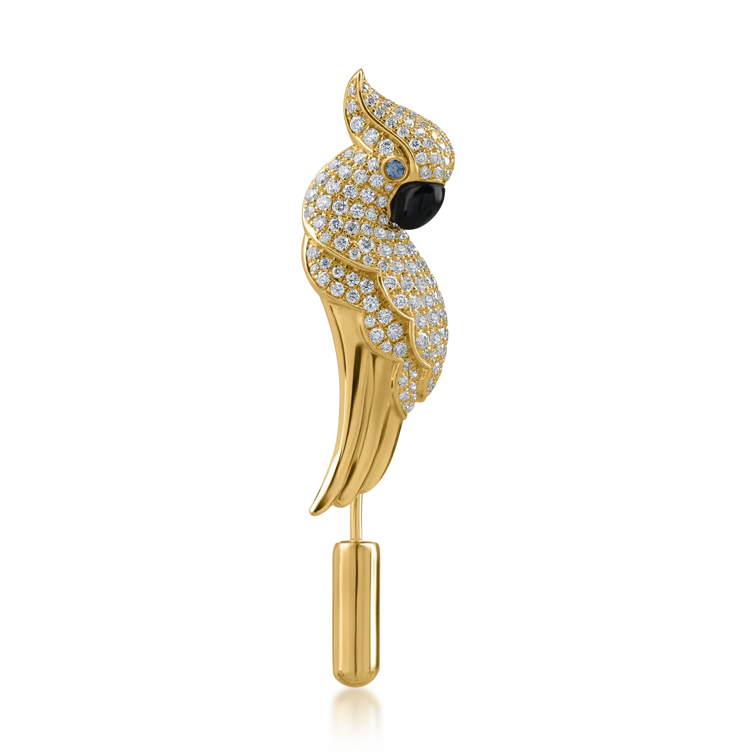 Yellow gold bird brooch with 1.27ct precious and semi-precious stones