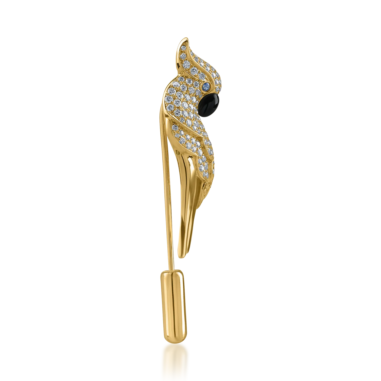 Yellow gold bird brooch with 1.27ct precious and semi-precious stones