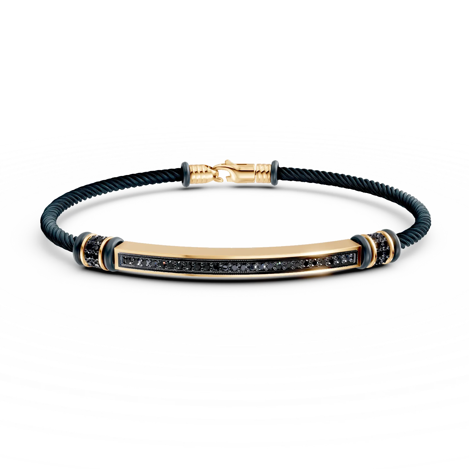 Męska bransoletka z żółtego złota i ciemnoniebieskiej stali-170957