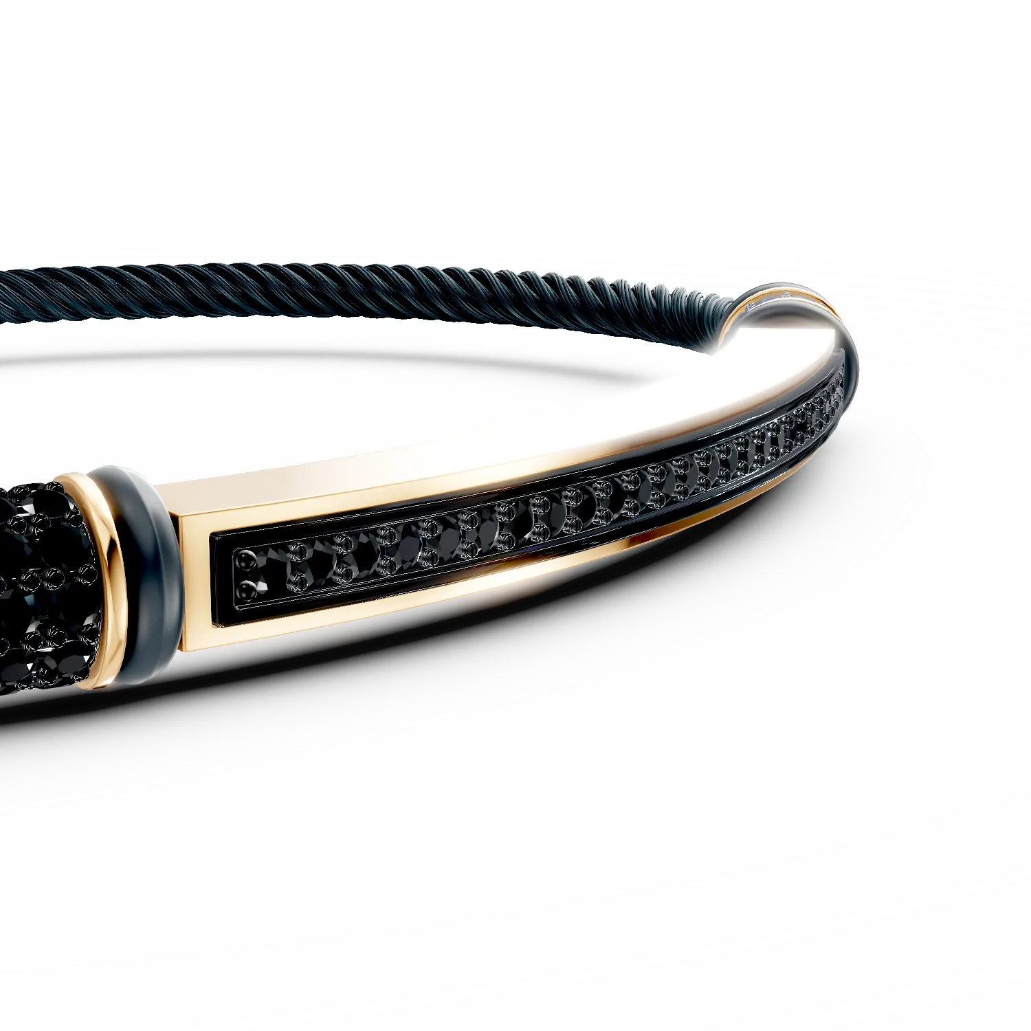 Męska bransoletka z żółtego złota i ciemnoniebieskiej stali