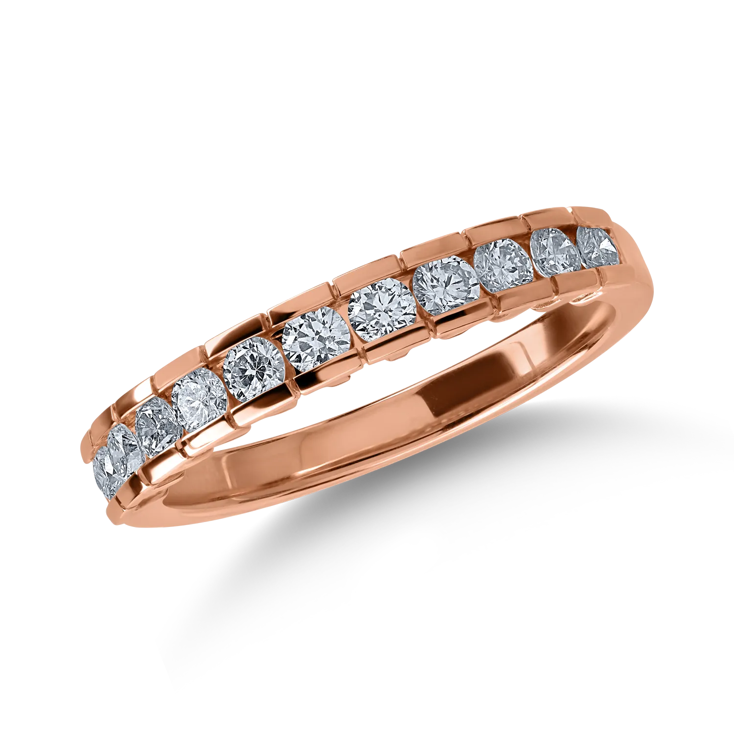 пръстен половин вечност от розово злато с 0.52кт диаманти