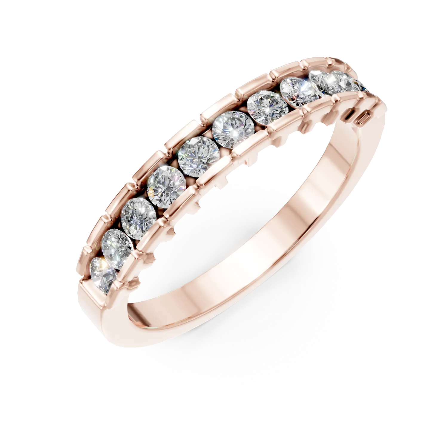 Inel semi eternity din aur roz cu diamante de 0.5ct-166327