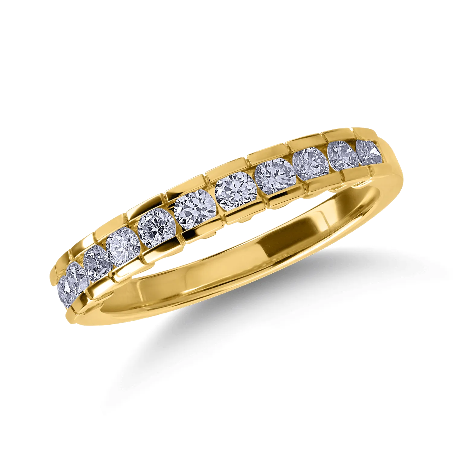 пръстен половин вечност от жълто злато с 0.52кт диаманти