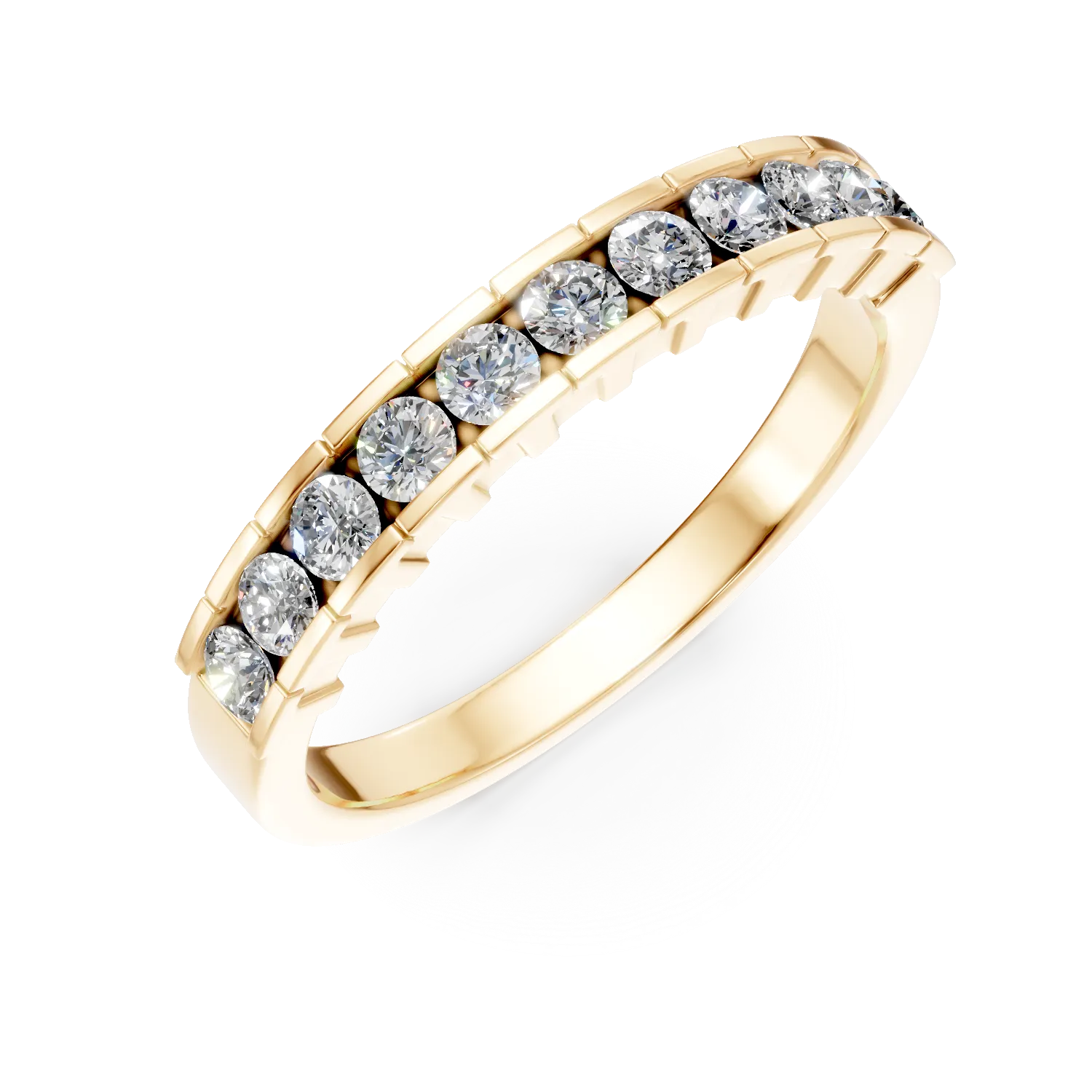 Inel semi eternity din aur galben cu diamante de 0.5ct
