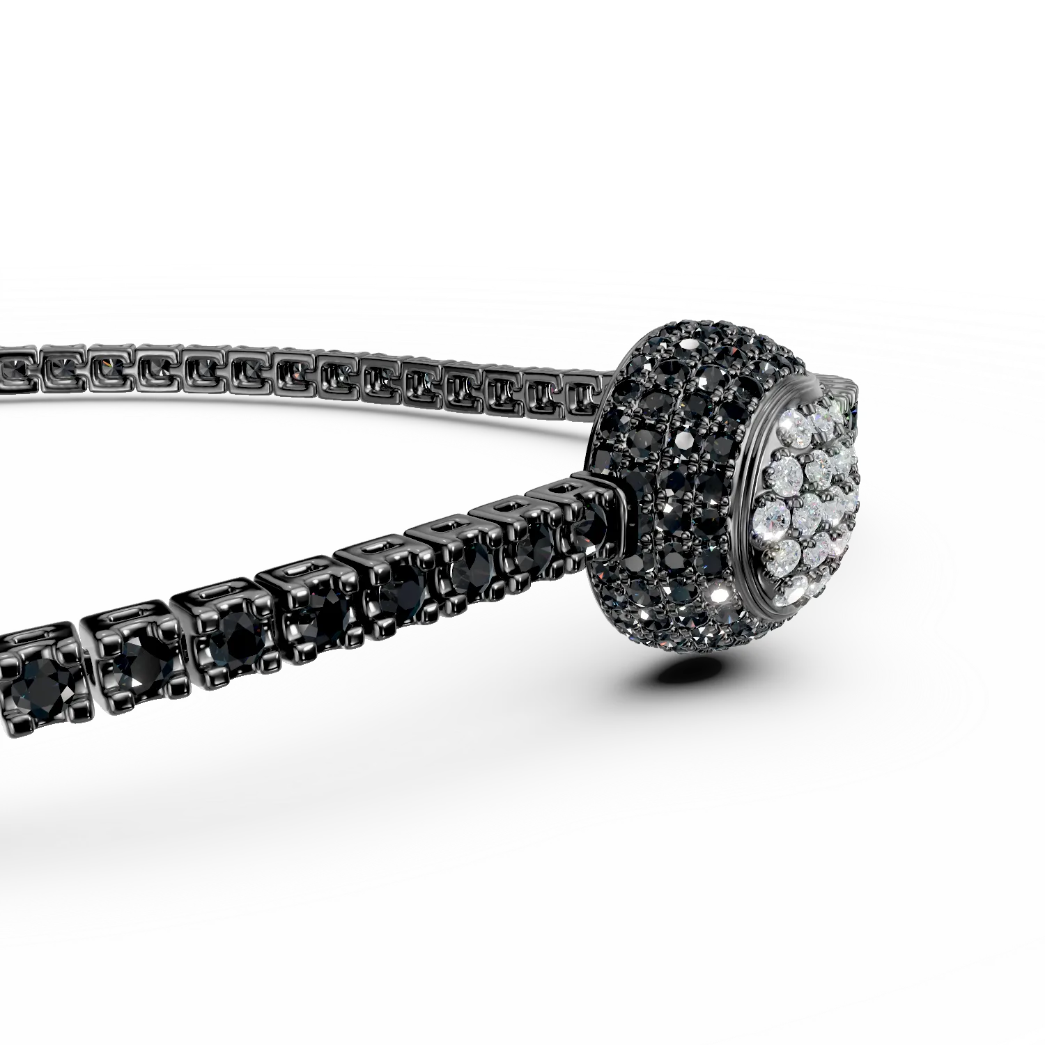 Тенис гривна Victory с 2.25кт черни и прозрачни диаманти