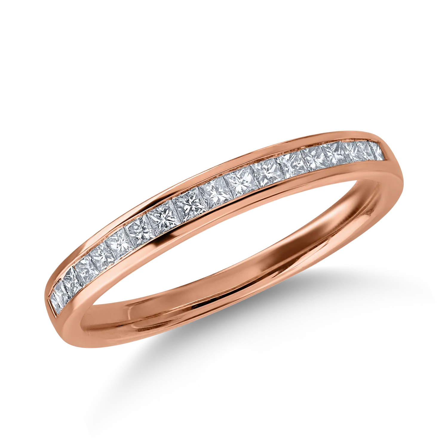 пръстен половин вечност от розово злато с 0.36кт диаманти
