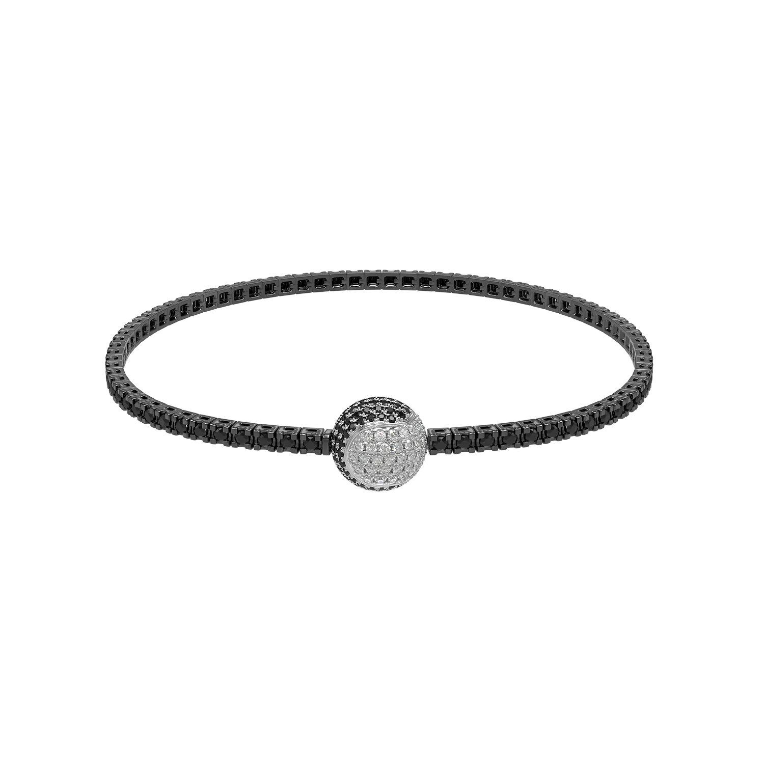 Bransoletka tenisowa Victory z czarnymi i przezroczystymi diamentami o masie 2.25ct-190322