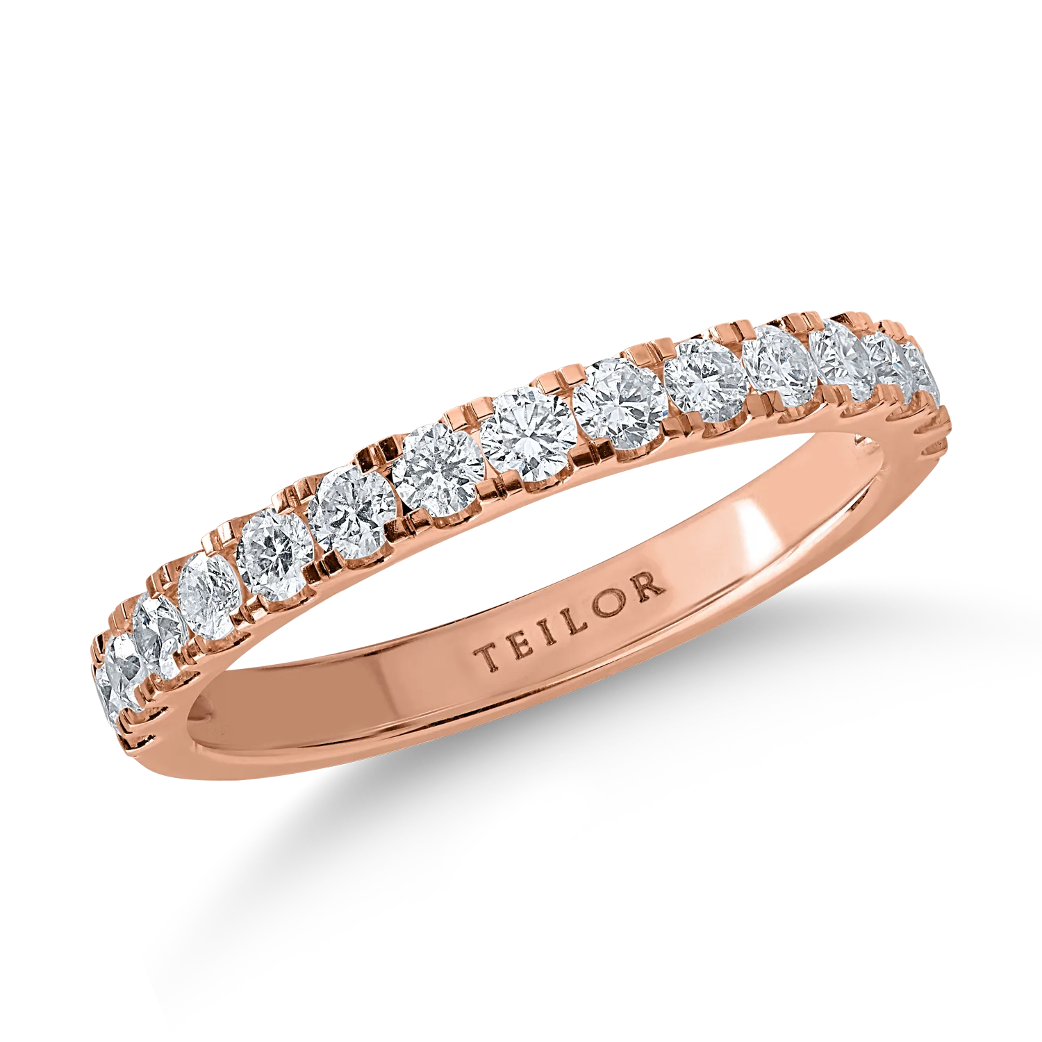 пръстен половин вечност от розово злато с 0.5кт диаманти