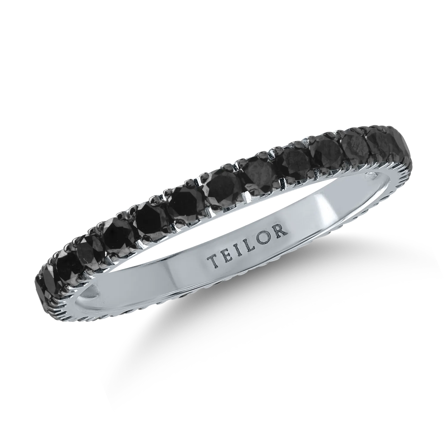 Inel eternity din aur alb cu diamante negre de 1ct