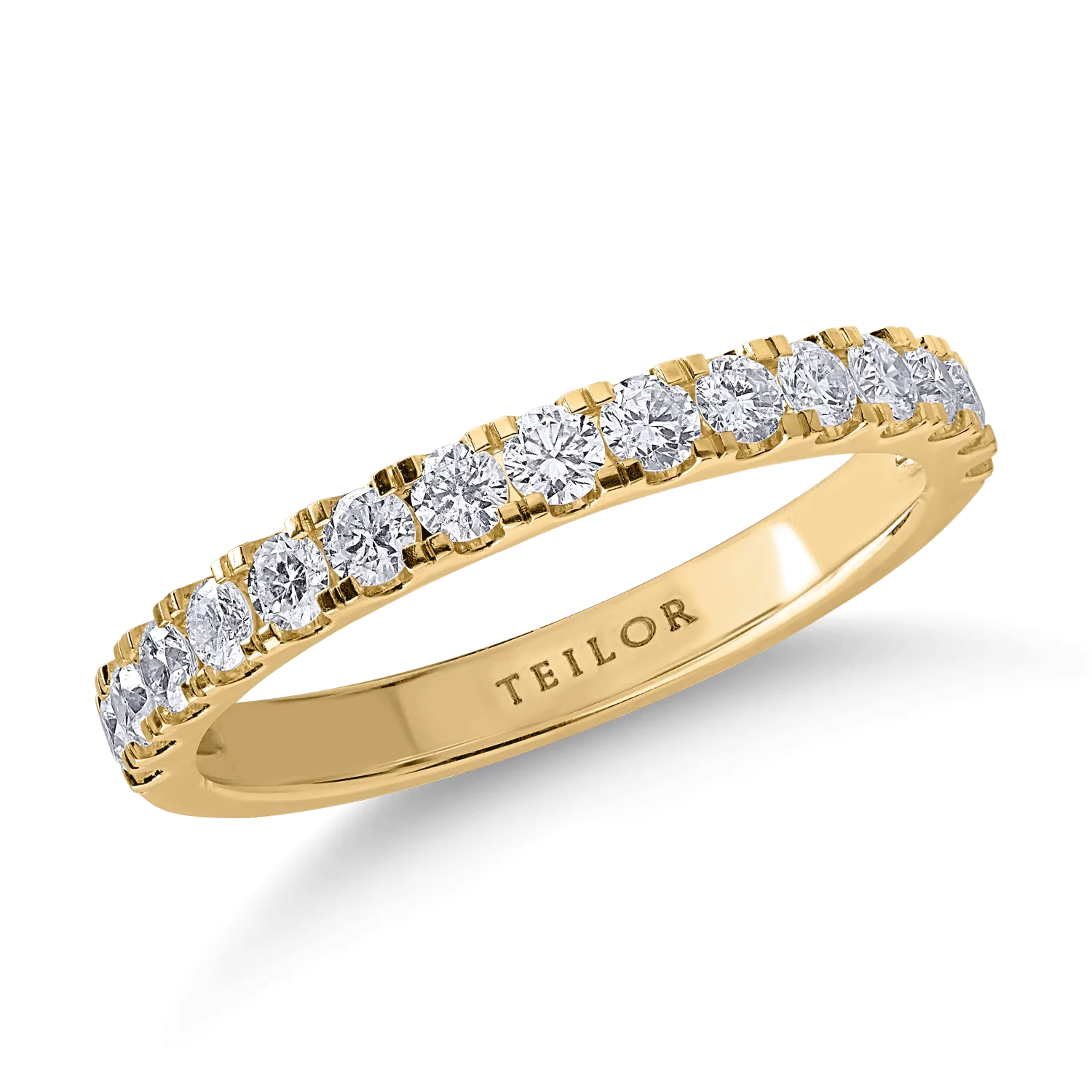 пръстен половин вечност от жълто злато с 0.5кт диаманти