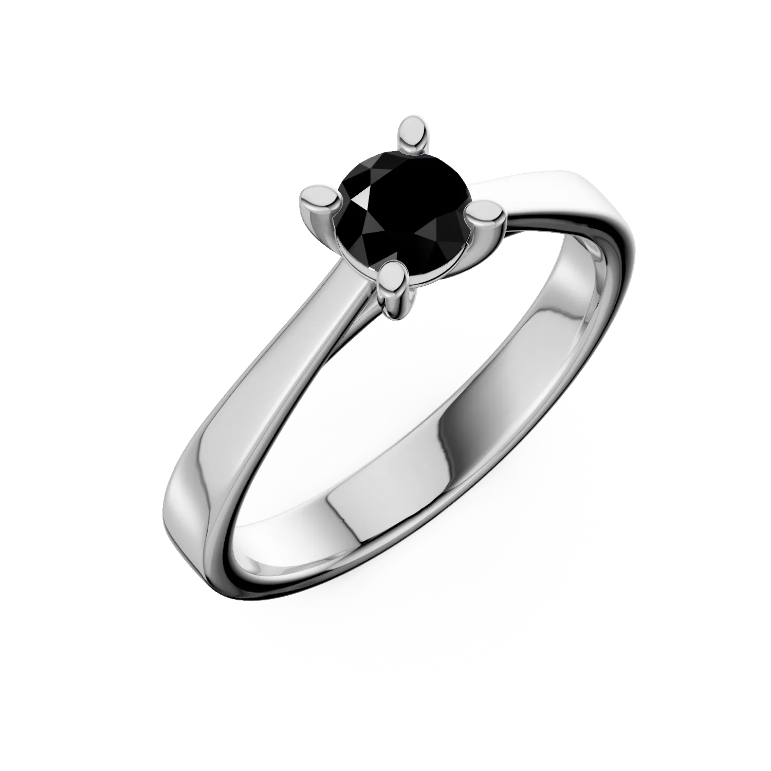 Inel de logodna din aur alb cu diamant solitaire negru de 0.4ct
