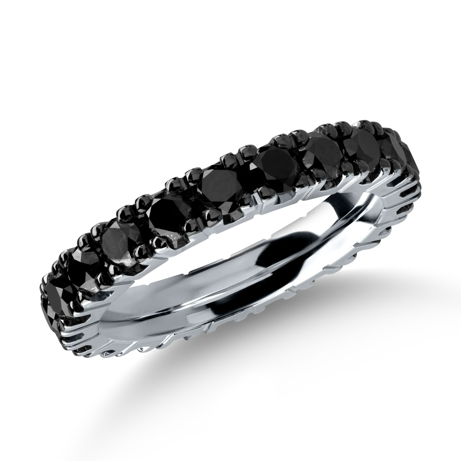 Inel eternity din aur alb cu diamante negre de 2.1ct