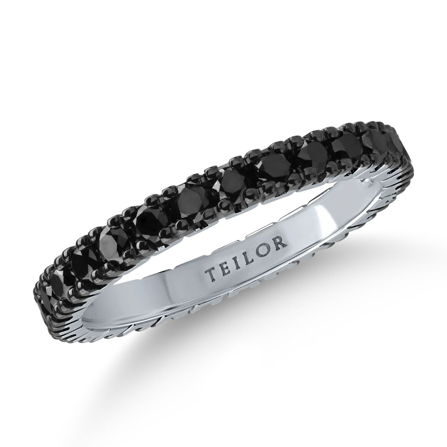 Inel eternity din aur alb cu diamante negre de 1.2ct