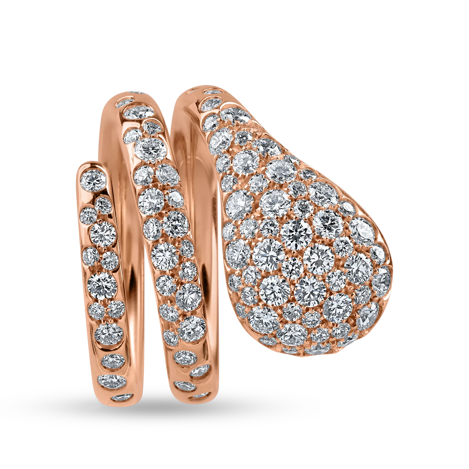 Pierścionek z różowego złota z diamentami o masie 1.8ct